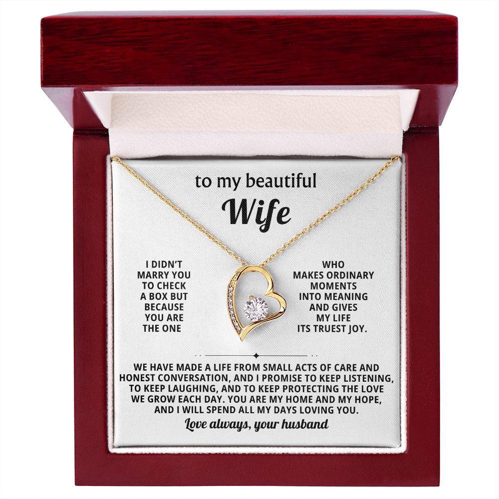 To My Beautiful Wife - Thinking About You Always Makes Me Smile - Forever Love Necklace
