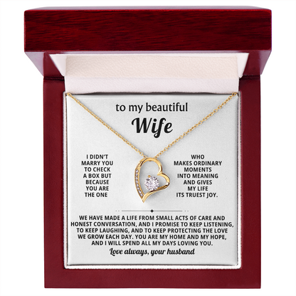 To My Beautiful Wife - Thinking About You Always Makes Me Smile - Forever Love Necklace