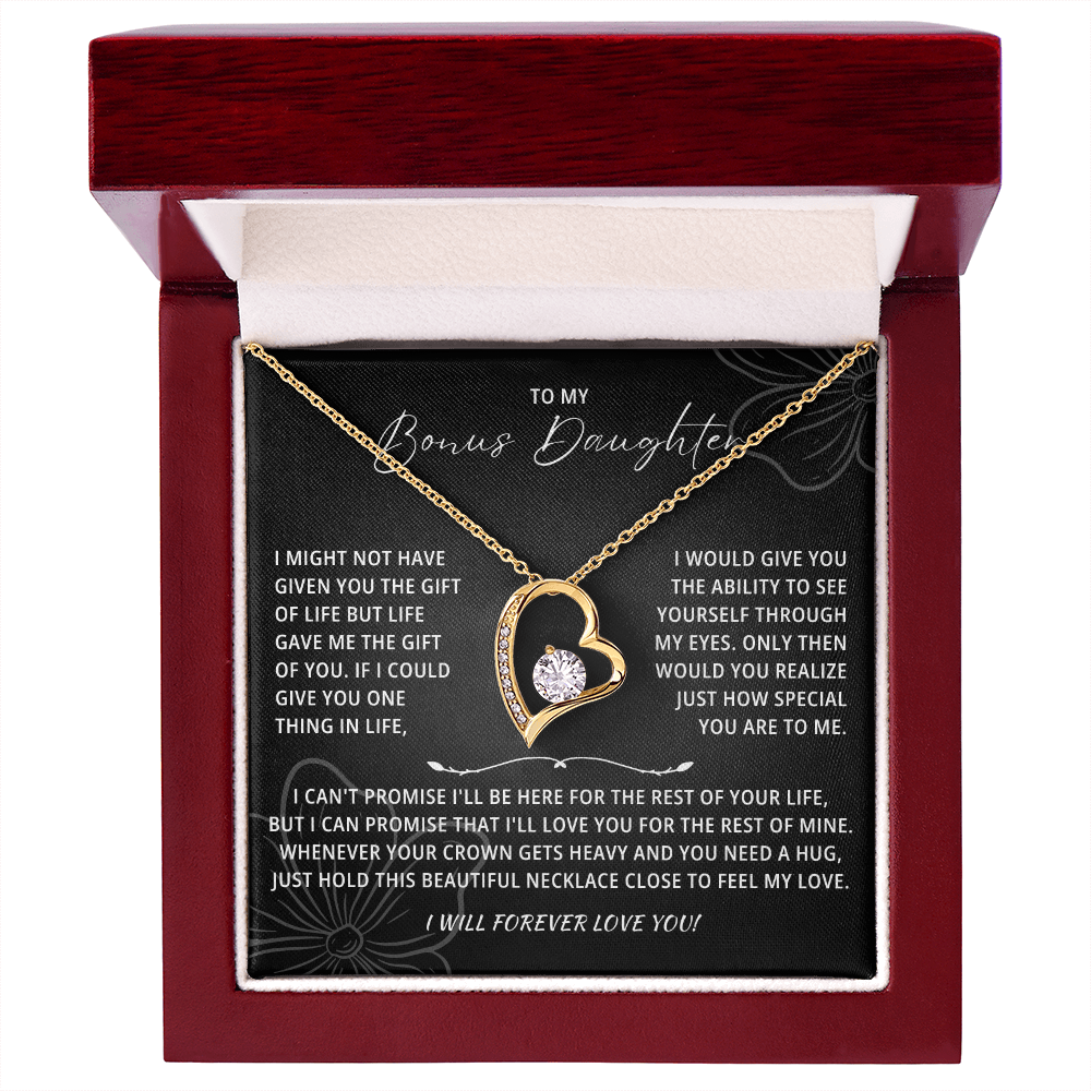 To My Beautiful Bonus Daughter Necklace From Mom & Dad With Message Card