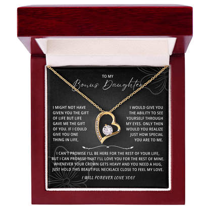 To My Beautiful Bonus Daughter Necklace From Mom & Dad With Message Card