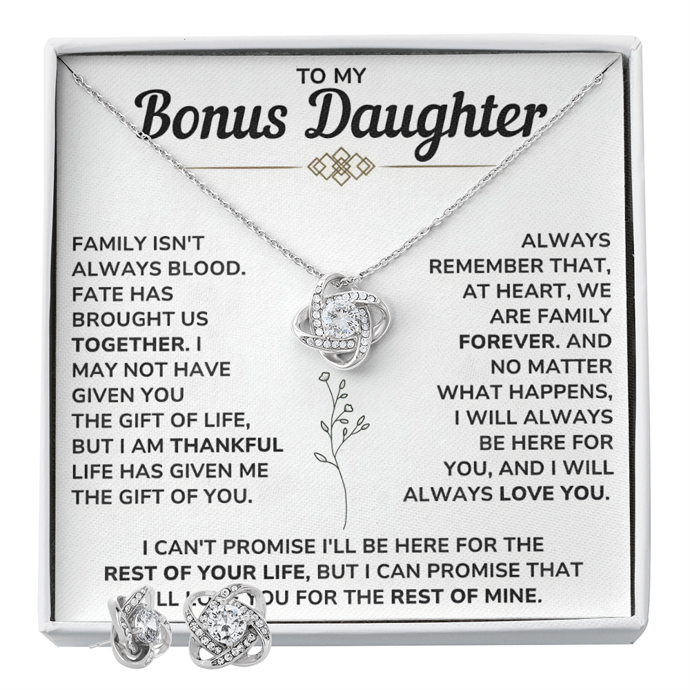 To My Bonus Daughter - Meaningful Necklaces for Women, Stepdaughter Jewelry From Mom