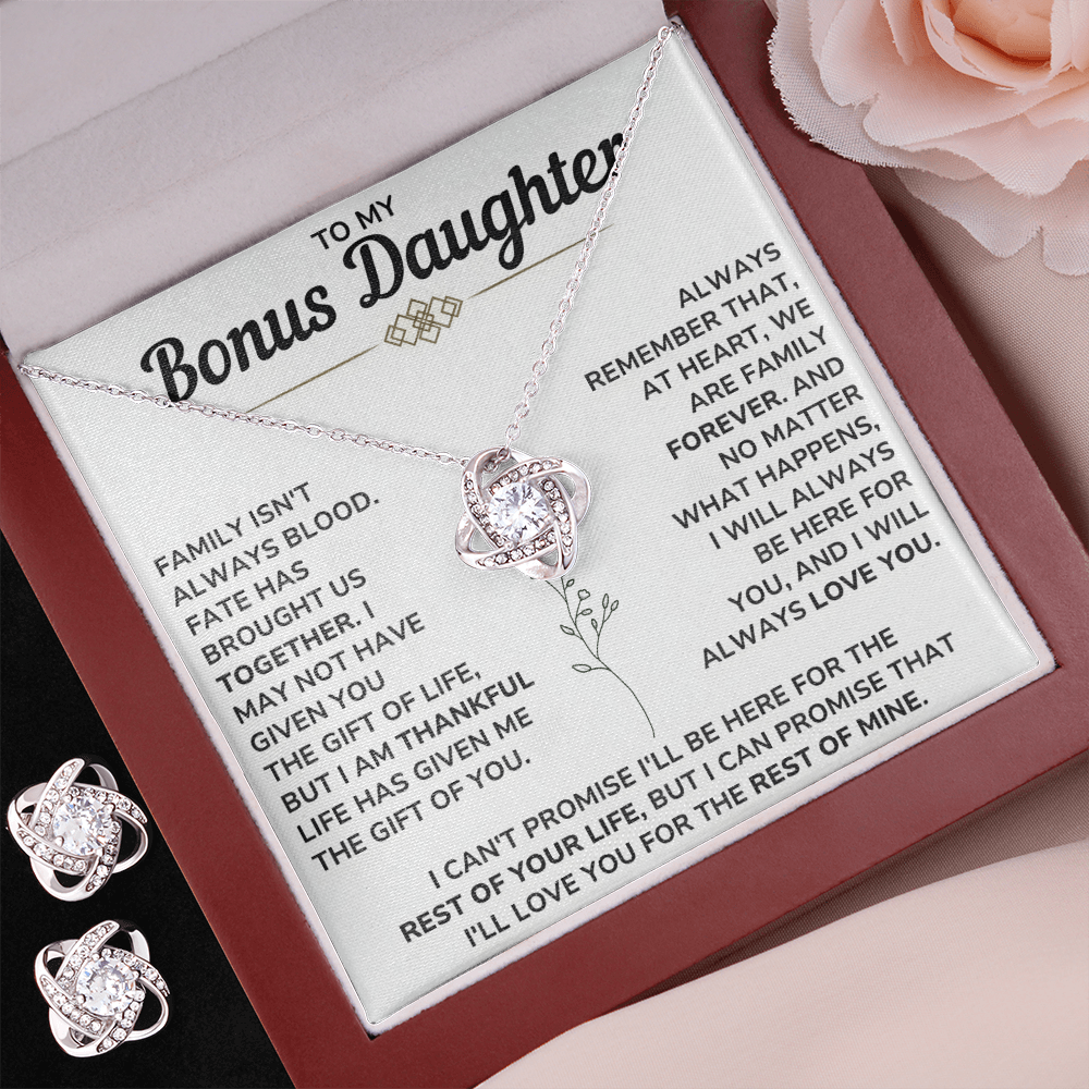 To My Bonus Daughter - Meaningful Necklaces for Women, Stepdaughter Jewelry From Mom