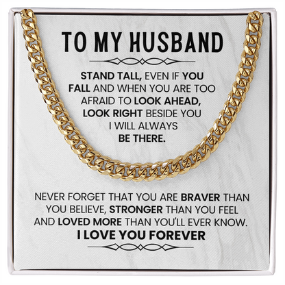 To My Amazing Husband - Cuban Chain With Message Card and Gift Box