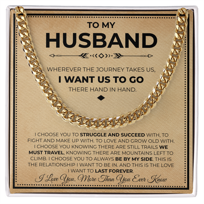 To My Man Cuban Chain Necklace, Husband Necklace from Wife, Men Necklaces for Him