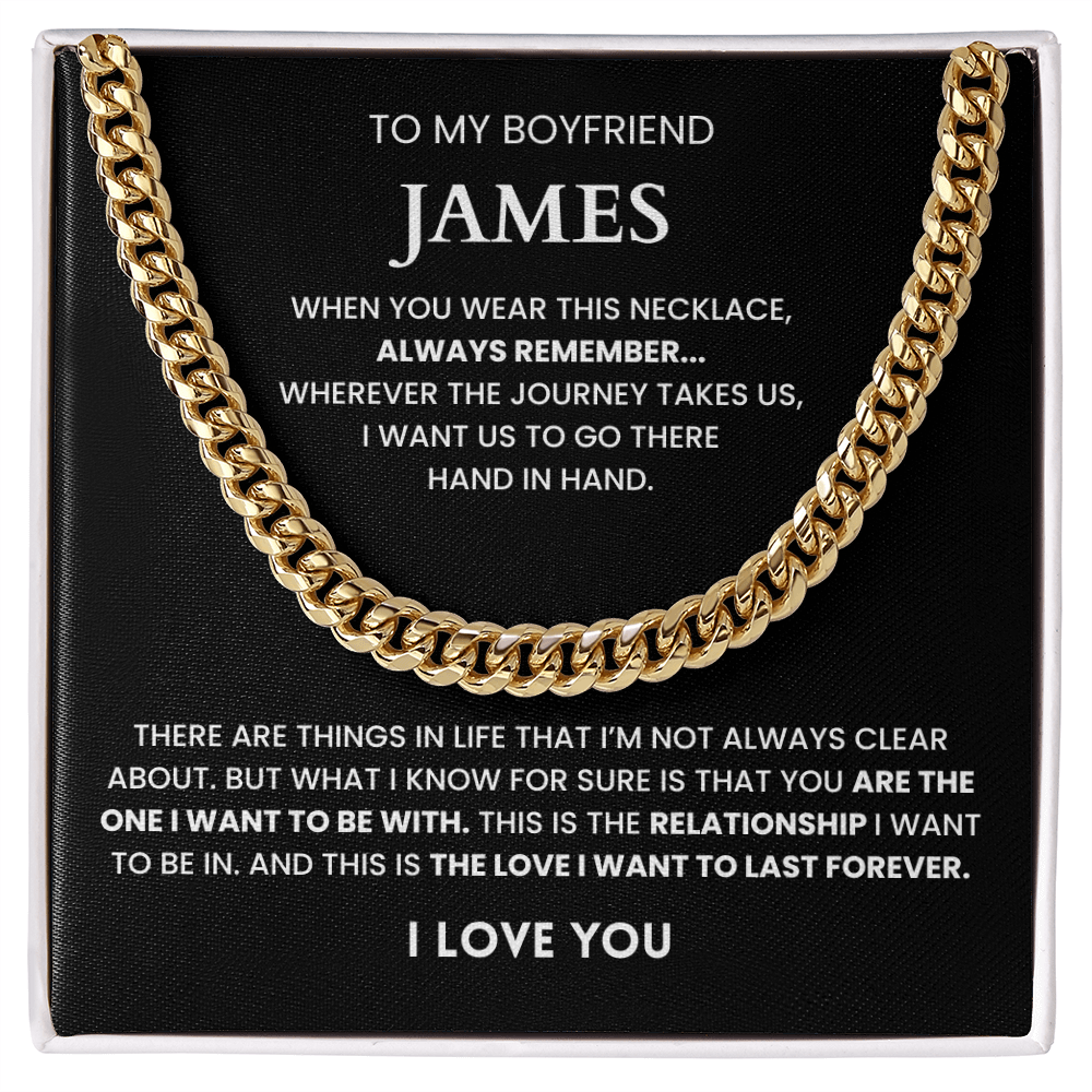 Personalize Promise Cuban Necklace For Boyfriend, Boyfriend Necklace From Girlfriend