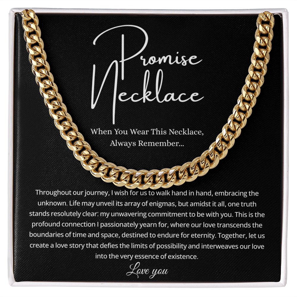 Promise Necklace For Him, Promise Gift For Boyfriend - Men's Cuban Chain