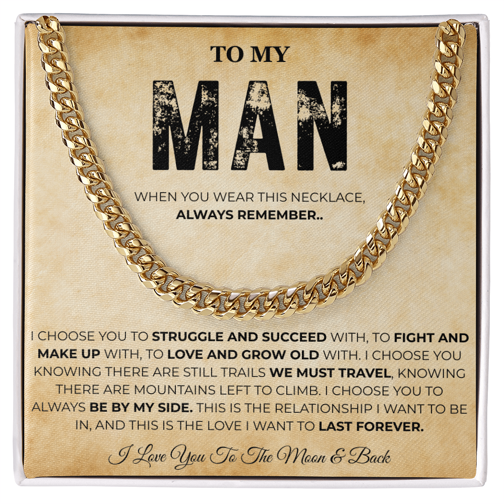 Promise Necklace for Him Meaningful Cuban Chain Birthday Gift for Men