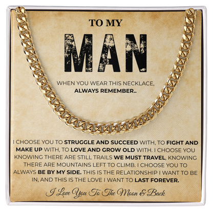 Promise Necklace for Him Meaningful Cuban Chain Birthday Gift for Men