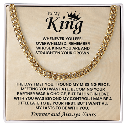 Cuban Chain Necklace - Promise Necklace for Him, Valentine Gift