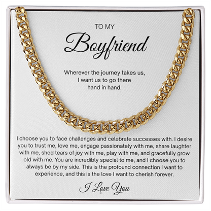 Men Cuban Link Chain Necklace for Boyfriend Gold Silver Stainless Steel