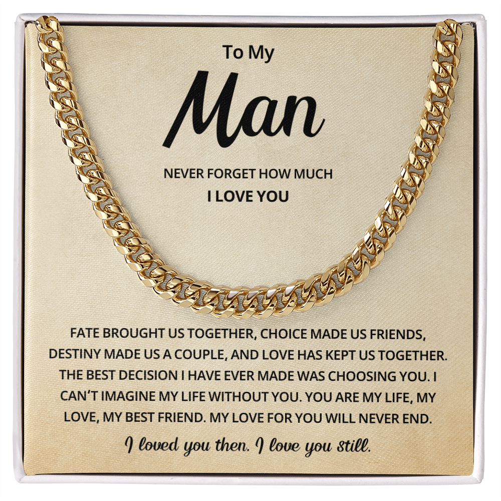 Mens Cuban Link Chain Necklace Romantic Gift for Boyfriend or Husband