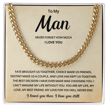 Mens Cuban Link Chain Necklace Romantic Gift for Boyfriend or Husband