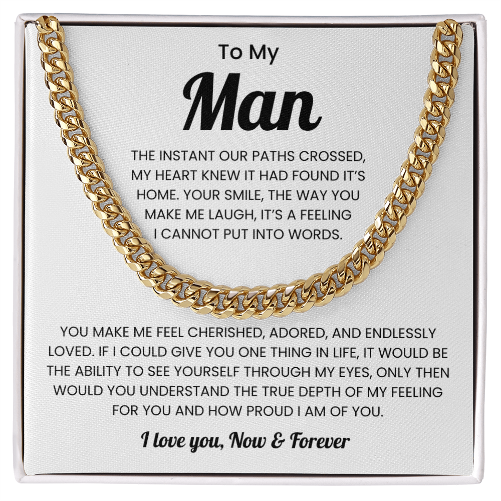 To My Man Birthday Gift Cuban Link Chain Necklace for Men