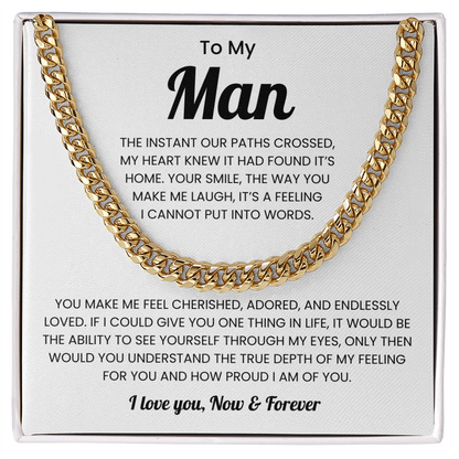 To My Man Birthday Gift Cuban Link Chain Necklace for Men