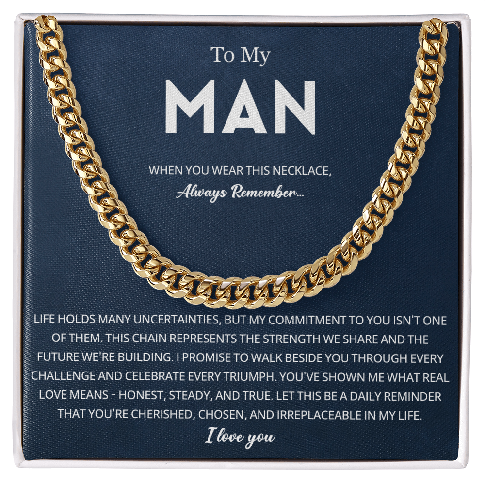 Mens Cuban Chain Necklace for Fiance Romantic Jewelry Gift for Him
