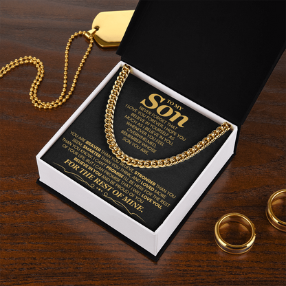 To My Son Cuban Chain Necklace, Jewelry From Dad Mom