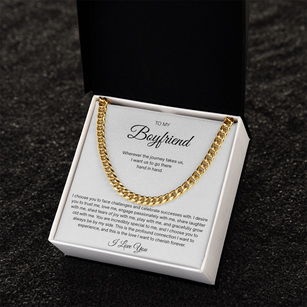 Men Cuban Link Chain Necklace for Boyfriend Gold Silver Stainless Steel