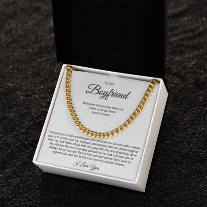 Men Cuban Link Chain Necklace for Boyfriend Gold Silver Stainless Steel