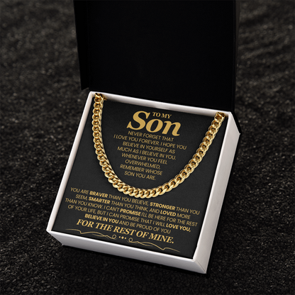 To My Son Cuban Chain Necklace, Jewelry From Dad Mom