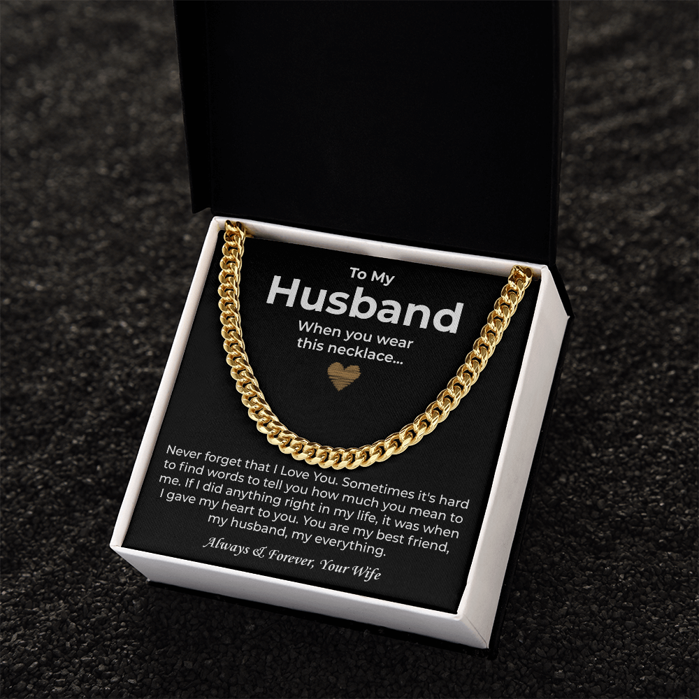 To My Man Necklace, Boyfriend Valentines Day Gift, Mens Cuban Chain Necklace for Fiance