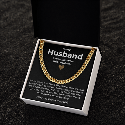 To My Man Necklace, Boyfriend Valentines Day Gift, Mens Cuban Chain Necklace for Fiance