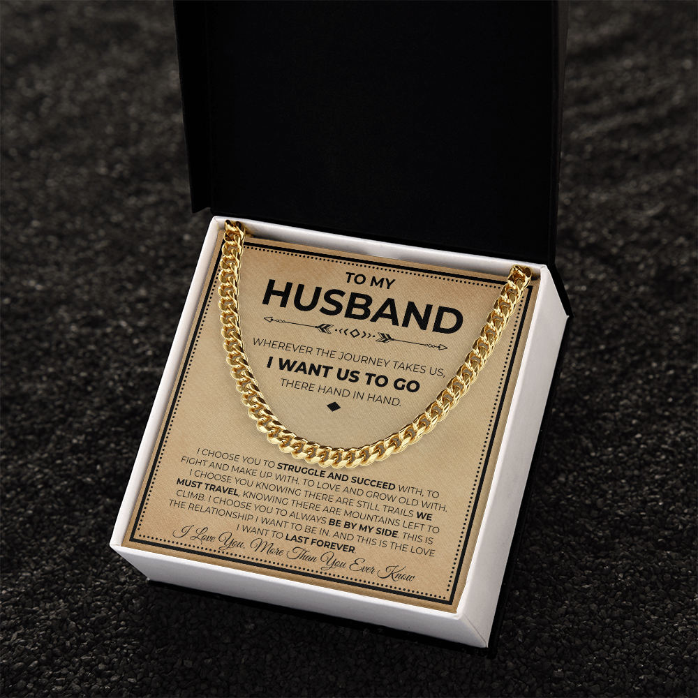 To My Man Cuban Chain Necklace, Husband Necklace from Wife, Men Necklaces for Him