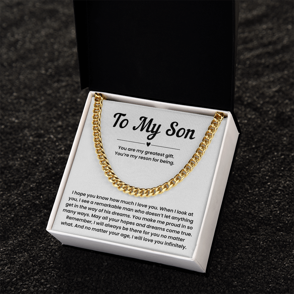 Cuban Link Chain for Son from Dad – Son Chain from Mom with Gift Box