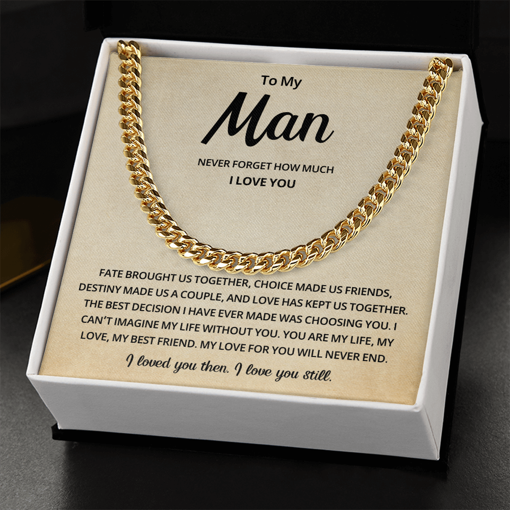 Mens Cuban Link Chain Necklace Romantic Gift for Boyfriend or Husband