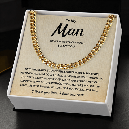 Mens Cuban Link Chain Necklace Romantic Gift for Boyfriend or Husband