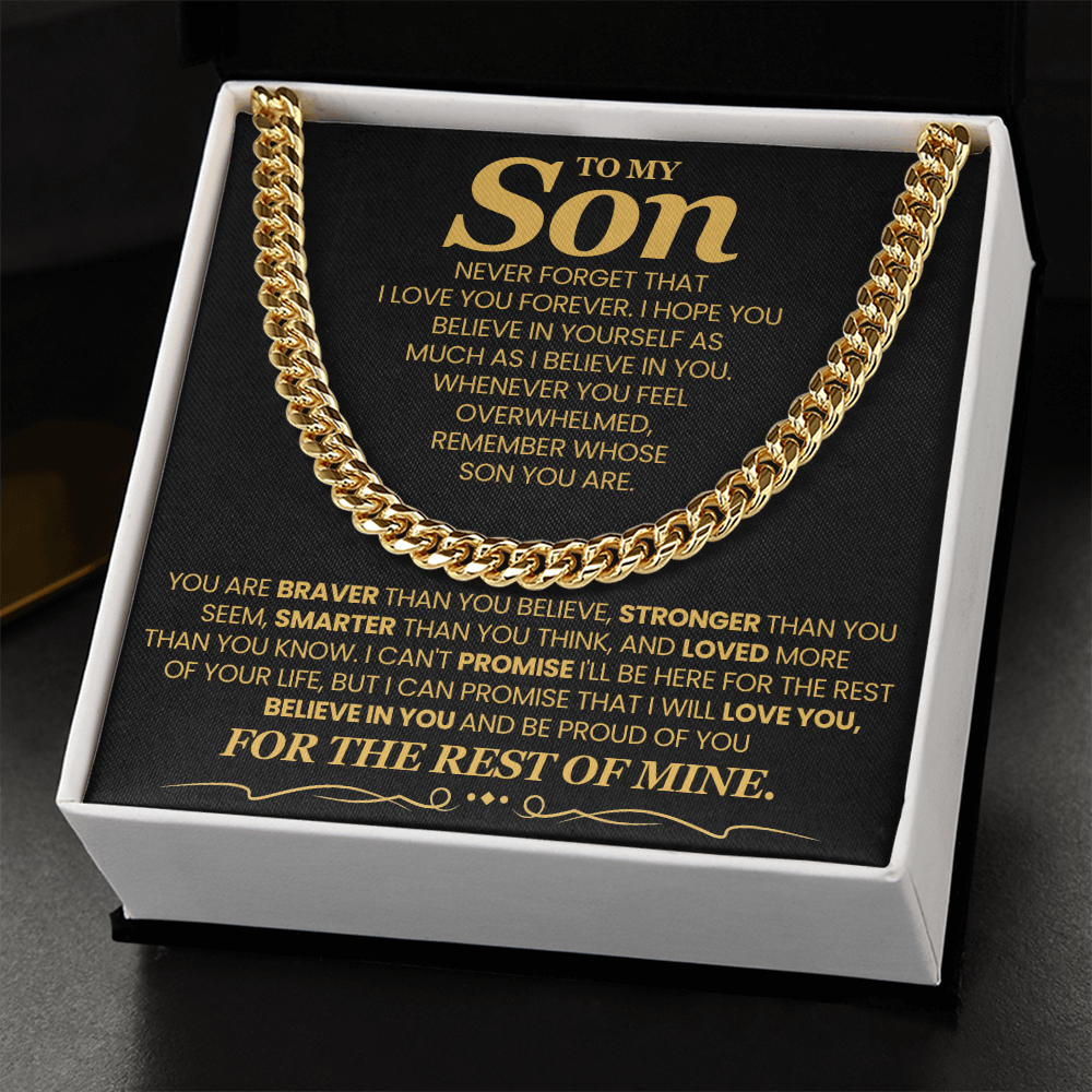 To My Son Cuban Chain Necklace, Jewelry From Dad Mom