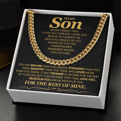 To My Son Cuban Chain Necklace, Jewelry From Dad Mom