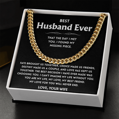 To My Husband Necklace With Message Card, Husband Gift From Wife