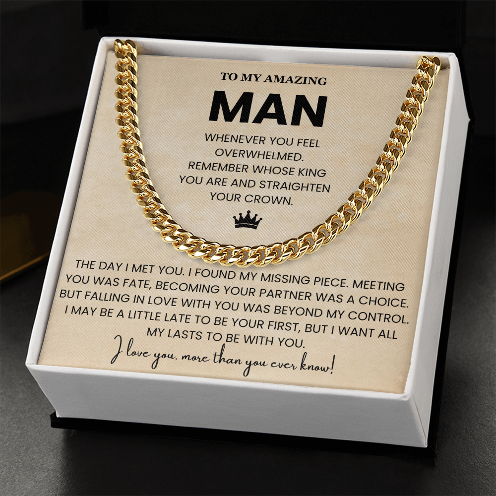 Valentine or Birthday Necklace for Boyfriend Cuban Chain Gift From Her