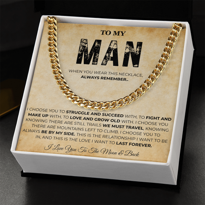 Promise Necklace for Him Meaningful Cuban Chain Birthday Gift for Men