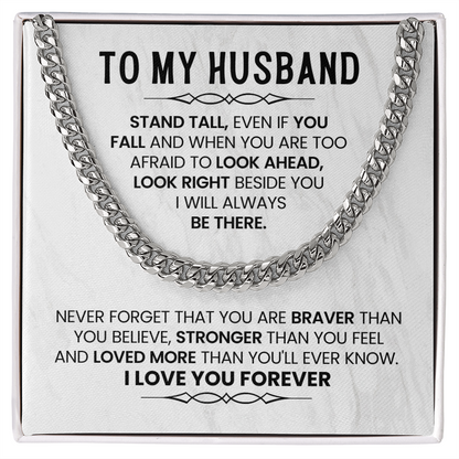 To My Amazing Husband - Cuban Chain With Message Card and Gift Box