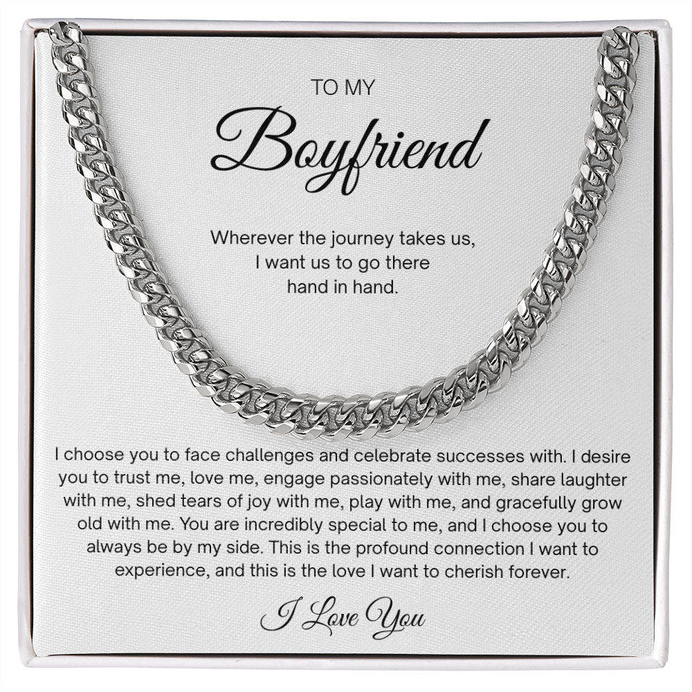 Men Cuban Link Chain Necklace for Boyfriend Gold Silver Stainless Steel