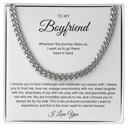 Men Cuban Link Chain Necklace for Boyfriend Gold Silver Stainless Steel