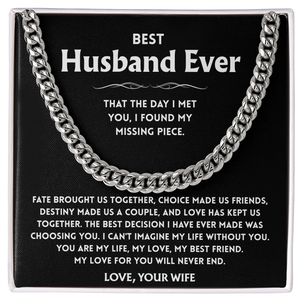 To My Husband Necklace With Message Card, Husband Gift From Wife