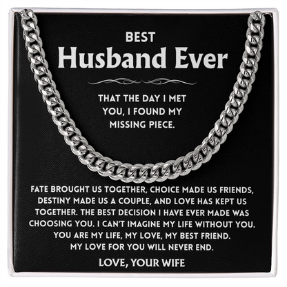 To My Husband Necklace With Message Card, Husband Gift From Wife