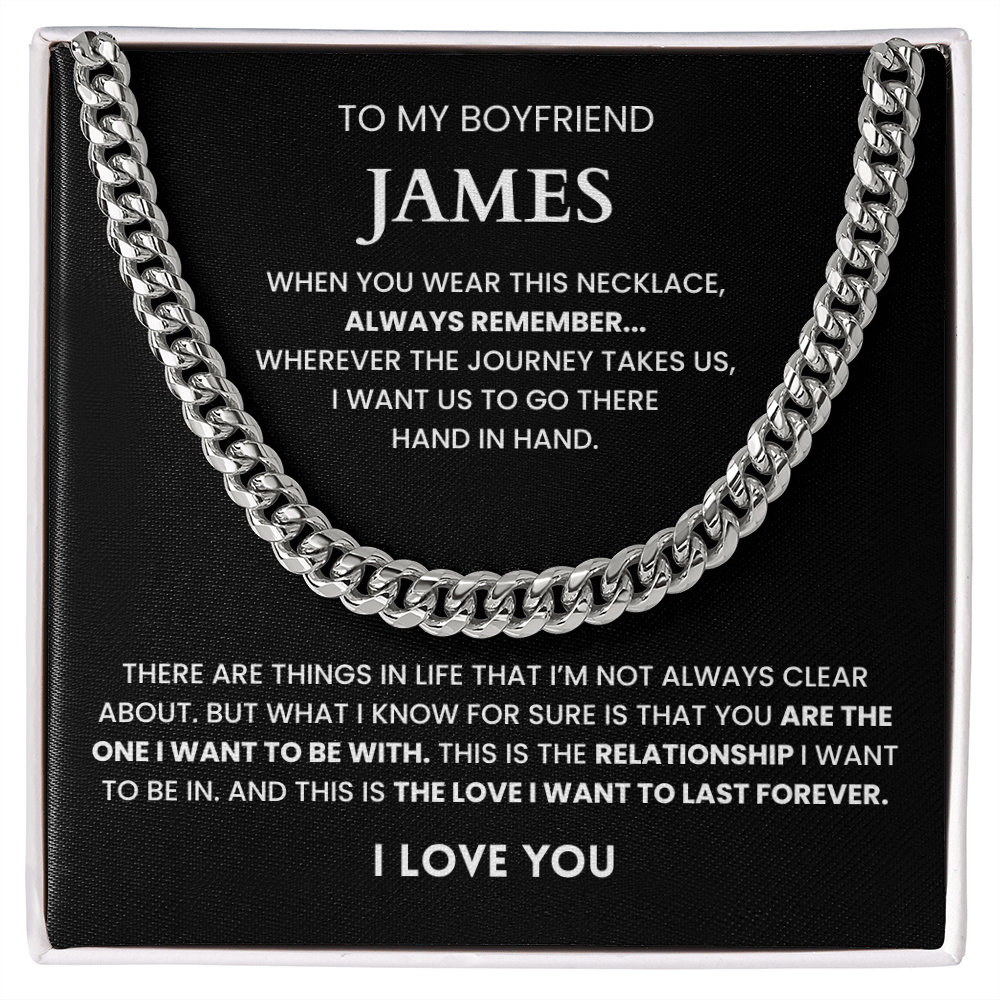 Personalize Promise Cuban Necklace For Boyfriend, Boyfriend Necklace From Girlfriend