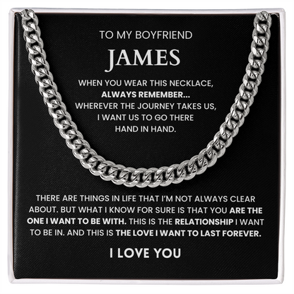 Personalize Promise Cuban Necklace For Boyfriend, Boyfriend Necklace From Girlfriend