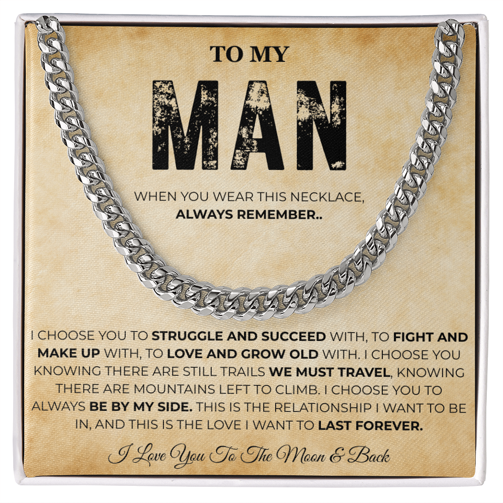 Promise Necklace for Him Meaningful Cuban Chain Birthday Gift for Men