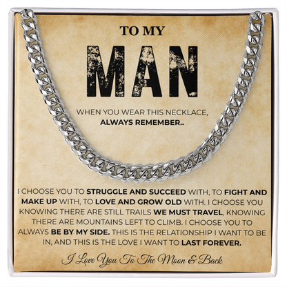Promise Necklace for Him Meaningful Cuban Chain Birthday Gift for Men