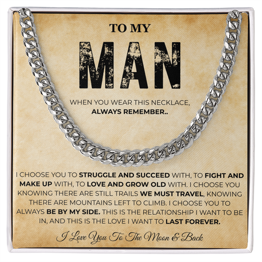 Promise Necklace for Him Meaningful Cuban Chain Birthday Gift for Men