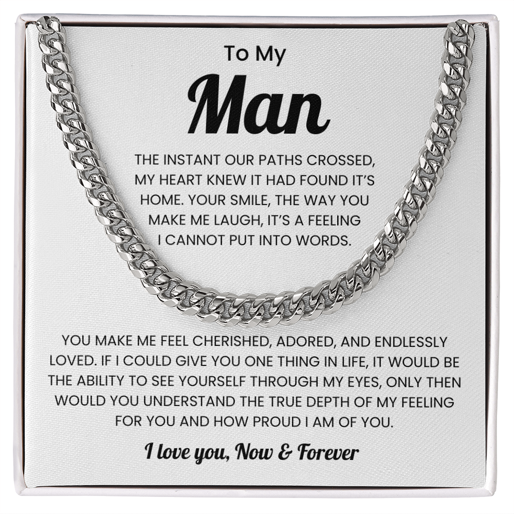 To My Man Birthday Gift Cuban Link Chain Necklace for Men