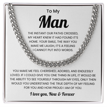 To My Man Birthday Gift Cuban Link Chain Necklace for Men