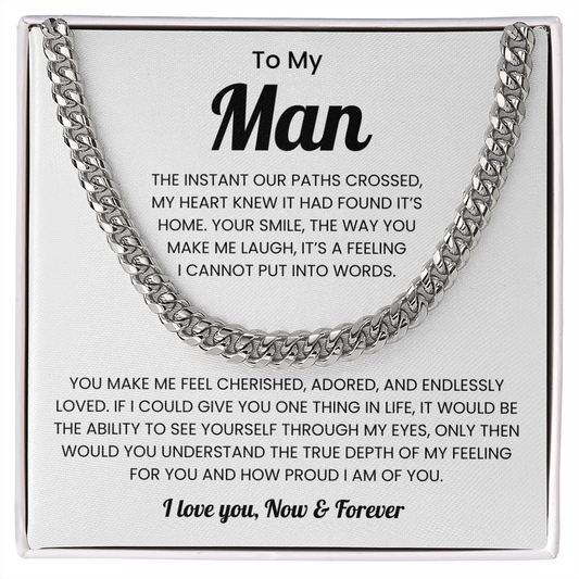 To My Man Birthday Gift Cuban Link Chain Necklace for Men