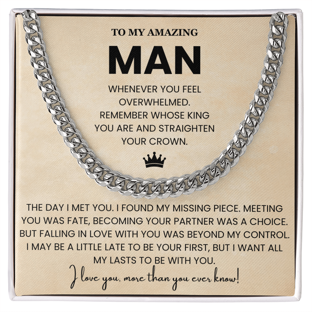 Valentine or Birthday Necklace for Boyfriend Cuban Chain Gift From Her