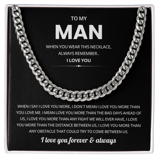 To My Man Cuban Chain Necklace Loving Husband Gift From Wife