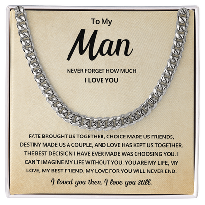 Mens Cuban Link Chain Necklace Romantic Gift for Boyfriend or Husband